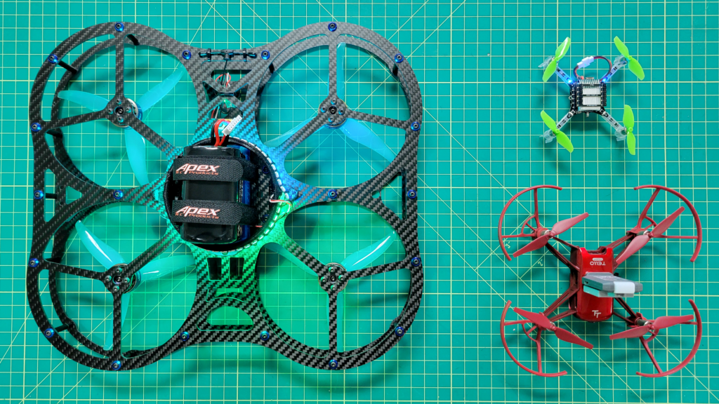 The DroneBlocks DEXI drone compared to a DJI Tello and Bitcraze Crazeflie